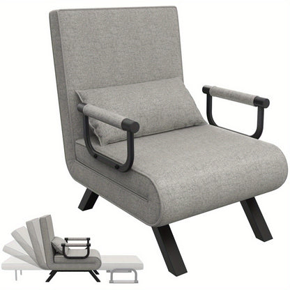 Slaapbank – Sofa – Bedbank – Fauteuil – Logeerbed – 3-in-1 Multifunctioneel – Verstelbare Rugleuning – Max. 200 kg – Donkergrijs/Lichtgrijs