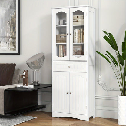 Badkamerkast – Badkamermeubel – Kolomkast – Opbergkast – Medicijnkast – Vrijstaand – MDF Met Geharde Glasdeuren – 160x60x30 cm