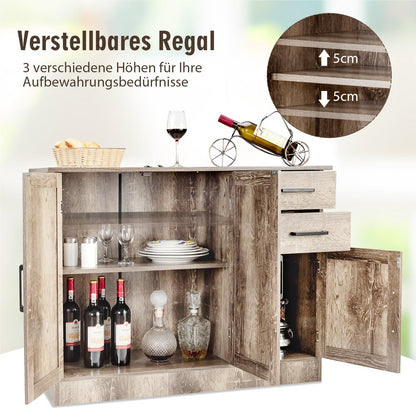 Houten Dressoir – Sideboard – Buffetkast – Opbergkast – Woonkamerkast – Industrieel Design – 110 x 40 x 78 cm – Verstelbare Plank & 2 Lades