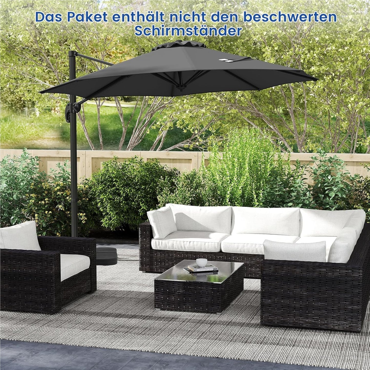 Parasol – Zweefparasol – Tuinparasol – Terrasparasol – Marktparasol – 300x300 cm – Verstelbaar Met 360° Rotatie