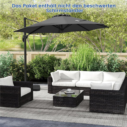 Parasol – Zweefparasol – Tuinparasol – Terrasparasol – Marktparasol – 300x300 cm – Verstelbaar Met 360° Rotatie