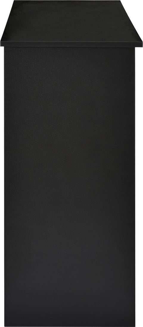 Dressoir - Zwart - met 3 Deuren - Veel Opbergruimte - Kunstrotan Deuren en Metalen Handgrepen - is een Accentstuk in de Eetkamer - Woonkamer en Keuken