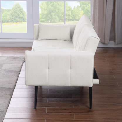 68-Inch Sofa Bed – Opvouwbare Bank – Slaapbank – Bedbank – Zithoek – Wit – Ruimtebesparend – Bamboe Frame