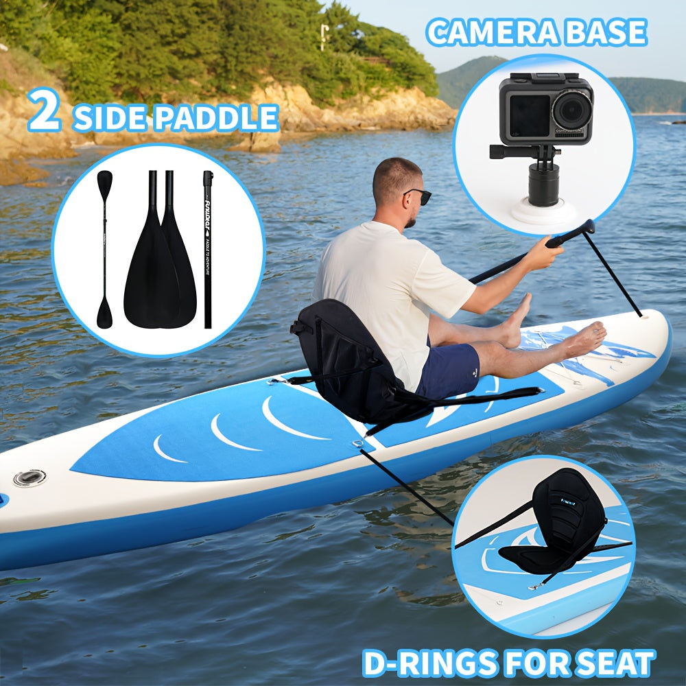 Opblaasbaar SUP Board – Paddleboard – Stand Up Paddleboard – Inflatable Board – SUP Surfboard – 350x84x15 cm – Hoogwaardig PVC – Blauw-Wit Haai Design