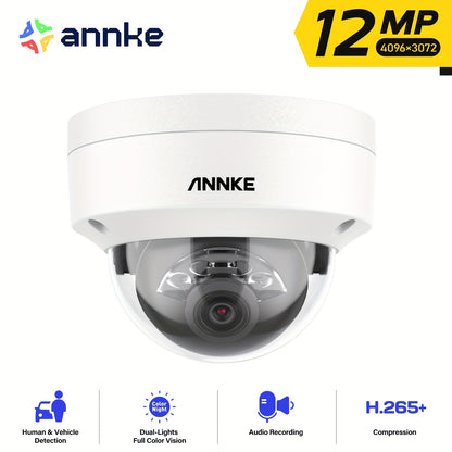 12MP PoE Dome Beveiligingscamera – Bewakingscamera – Camera Voor Buiten – Bewaking Dome – Dome Cam – Mens- en Voertuigdetectie – Kleurennachtzicht Met Spotlight