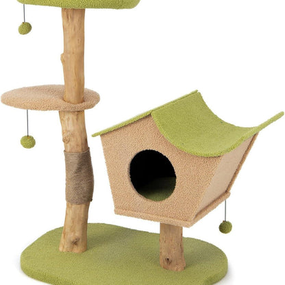 Krabpaal – Kattenkrabpaal – Kattenpaal – Kattenboom – Kattenhuis – 110 cm Hoog – Houten Frame Met Jute Bekleding