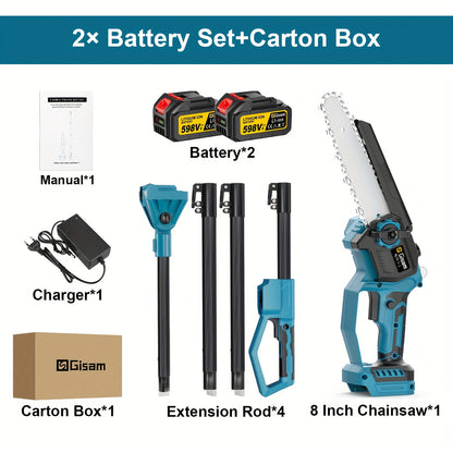 Elektrische Kettingzaag – Snoeizaag – Telescoopzaag – Takkenzaag – Accukettingzaag – 2-in-1 Telescopische Steel 240 cm – Brushless Motor – 4000mAh Oplaadbare Batterij