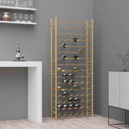 Wijnrek – Wijnhouder – Flessenrek – Wijnpresentatie – Wijnopslag – Gouden Metalen Rek – 96 Flessen – Ruimtebesparend Verticaal Ontwerp