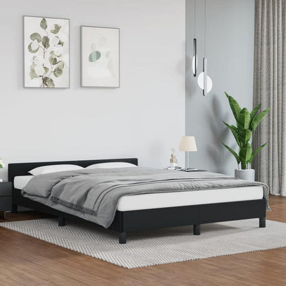 Bedframe – Bedbodem – Bedbank – Ledikant – Slaapbank – Zwart – 140x190 cm – Kunstleer