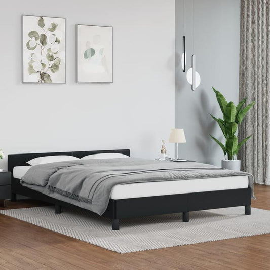 Bedframe – Bedbodem – Bedbank – Ledikant – Slaapbank – Zwart – 140x190 cm – Kunstleer