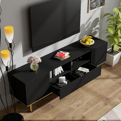 TV Meubel – Media Console – Entertainmentkast – TV Kast – Meubel Voor Flat Screen – Met Gouden Metalen Poten – Stevige Constructie – Modern Design