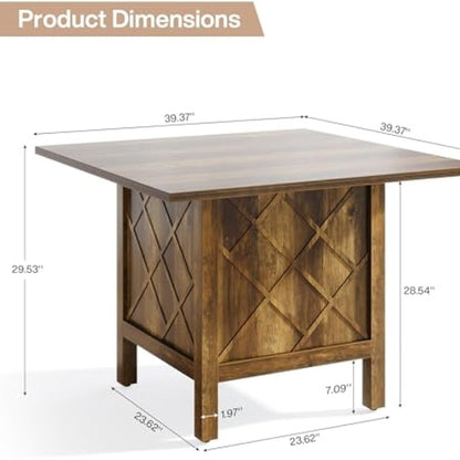 Eettafel – Tafel – Dinertafel – Keukentafel – Landelijke Tafel – Massief Houten Blad – Stevige X-Vormige Onderstel Met Metalen Beugels – Geschikt Voor 4 Personen – Rustieke Warme Houtnerf Afwerking