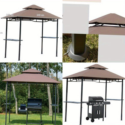 Partytent – Tuinpaviljoen – Paviljoen – Feesttent – Schaduwtent – Brandvertragend Dubbel Dak – 245x148x252 cm – Koffiebruin/Zwart