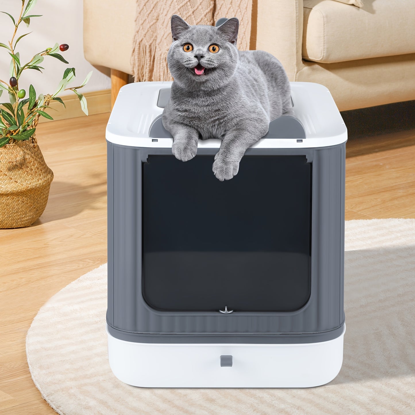 Kattenbak – Kattentoilet – Kattentoilet Trainingsset – Kattentoilet Trainingssysteem – Kattentoilet Kit – Ruimtebesparend Design – Hygiënisch ABS Materiaal 35x45x37 cm