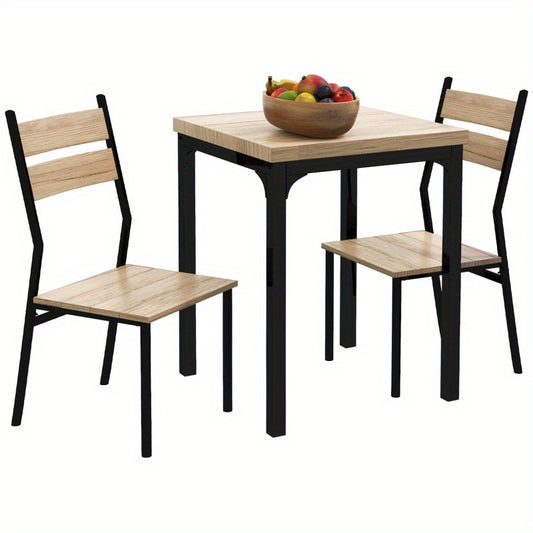 Eettafelset – Eethoek – Keukentafelset – Zitgroep – Tafelhoek – Compact Design – Metalen Frame & Houtlook Tafelblad