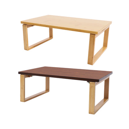 Lage Tafel – Salontafel – Bijzettafel – Laptoptafel – Campingtafel – Ruimtebesparend – Bamboe Blad & Metaal Frame – Inclusief Inklapbare Poten – 75 kg Draagvermogen – Log Color