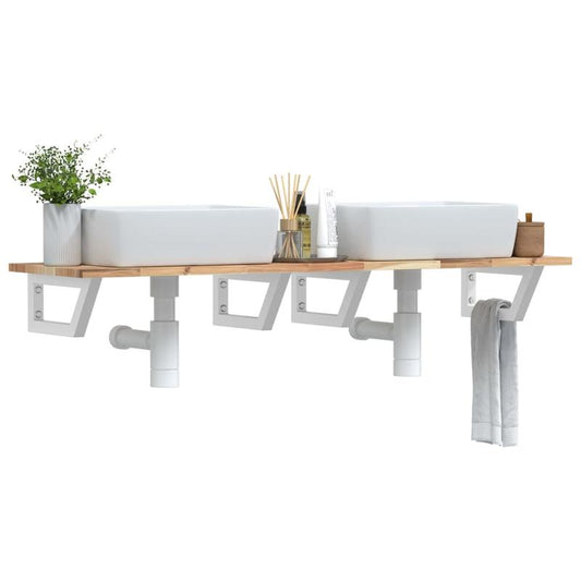 Wandrek – Wandplank – Muurrek – Opbergrek – Plank – Ruimtebesparend Design – Staal Met Acaciahout