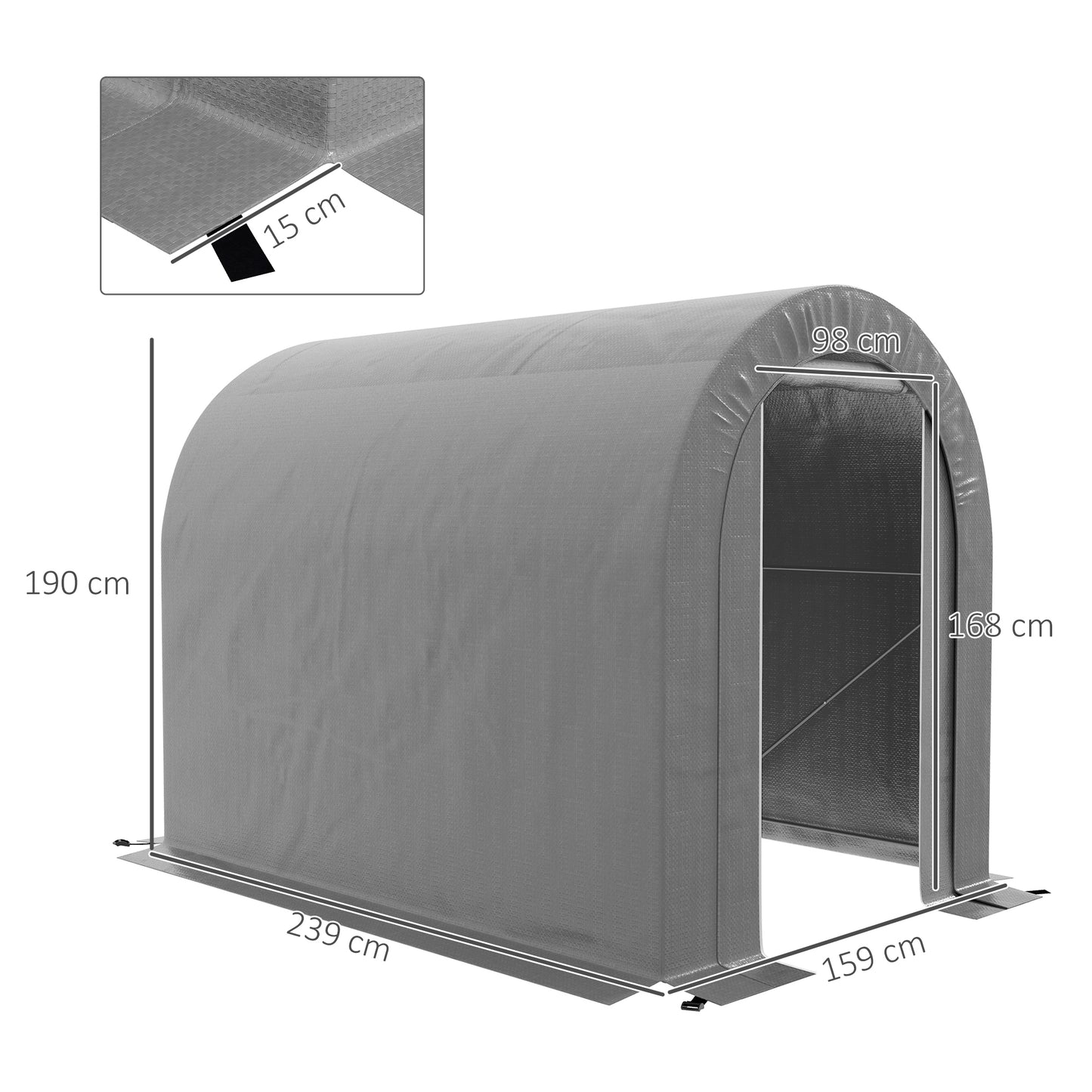Tuinhuisje – Tuinschuur – Berging – Opbergtent – Fietsgarage – Met PE-Gecoat Metalen Frame – Waterbestendig & Ruim 239x159x190 cm