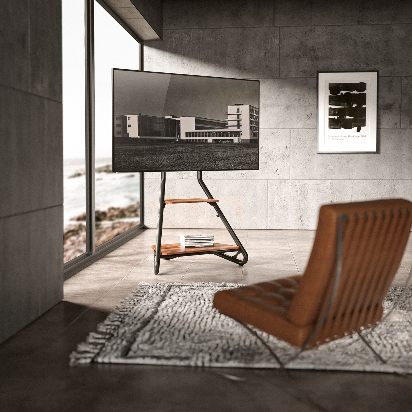 Universele TV-standaard – TV-meubel – TV-houder – TV-voet – TV-plank – Geschikt voor 37-75 Inch – Met Houten Planken en Kabelbeheer