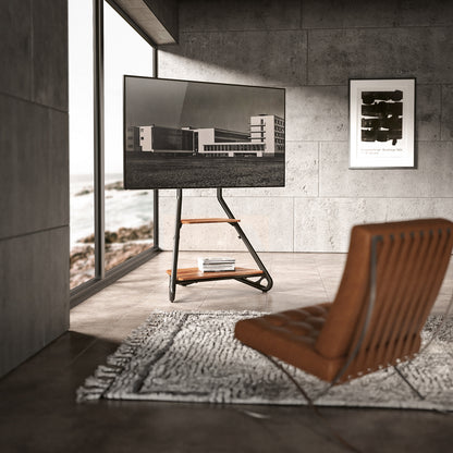 Universele TV-standaard – TV-meubel – TV-houder – TV-voet – TV-plank – Geschikt voor 37-75 Inch – Met Houten Planken en Kabelbeheer
