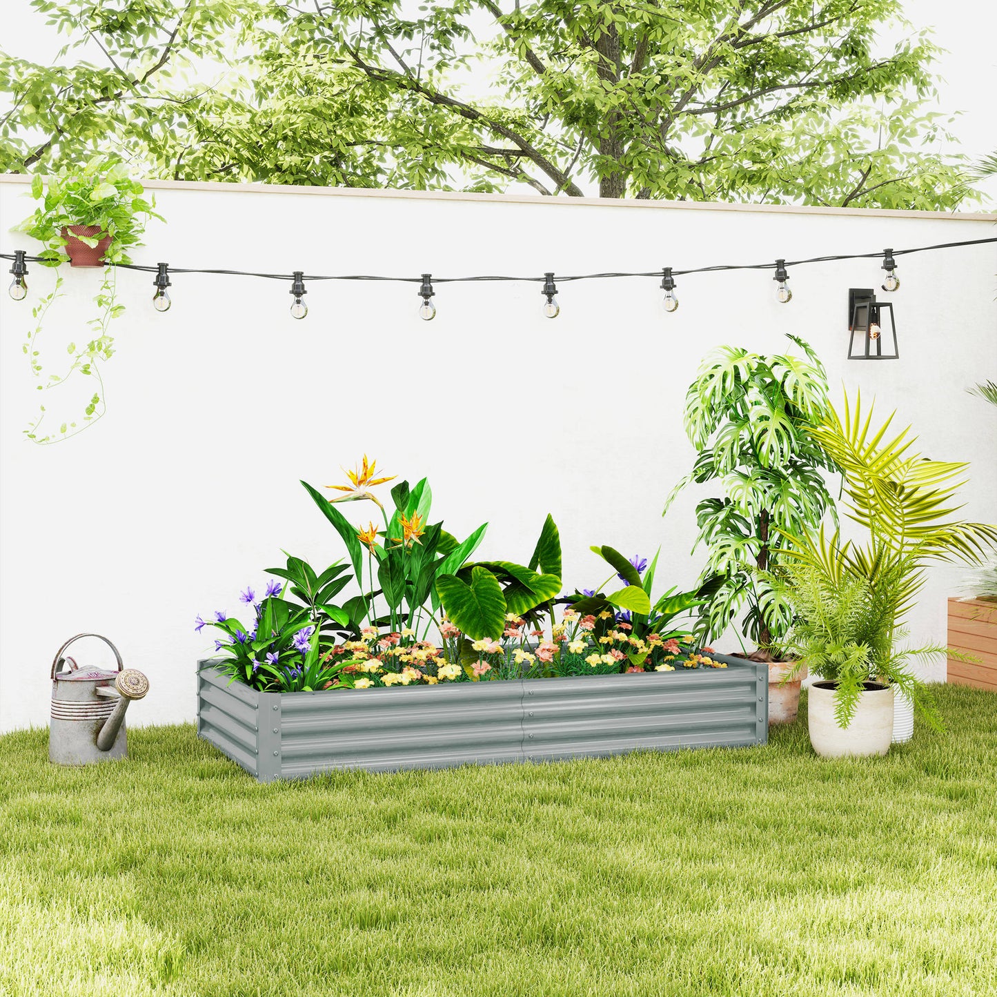 Verhoogd Tuinbed – Moestuinbak – Groentebak – Plantenbak – Kruidenbak – Gegalvaniseerd Staal – Weerbestendig Met Anti-Snijrand – 180x90x30 cm