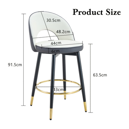 Modern 360° Swivel Bar Stool - Heavy-Duty Metal Construction, Space-Saving Swivel Base for Home, Restaurant, Kitchen, Patio - Easy Assembly, No Power Needed - Available in Black, White, Brown, Gray - Ideal for Bars, Cafes, O