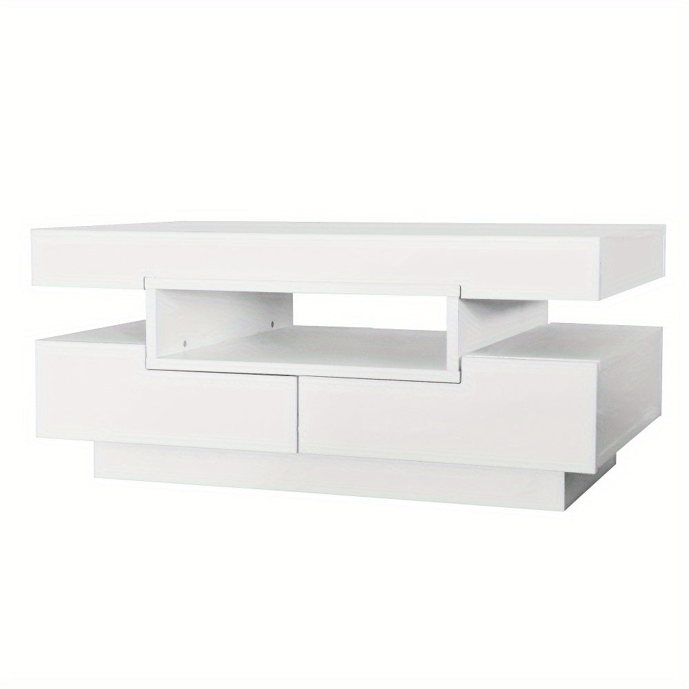 Salontafel – Koffietafel – Bijzettafel – Woonkamertafel – Opbergtafel – Hoogglans Wit – 4 Lades – Ruime Opbergruimte – Duurzaam Samengesteld Hout – Geen Montage Nodig