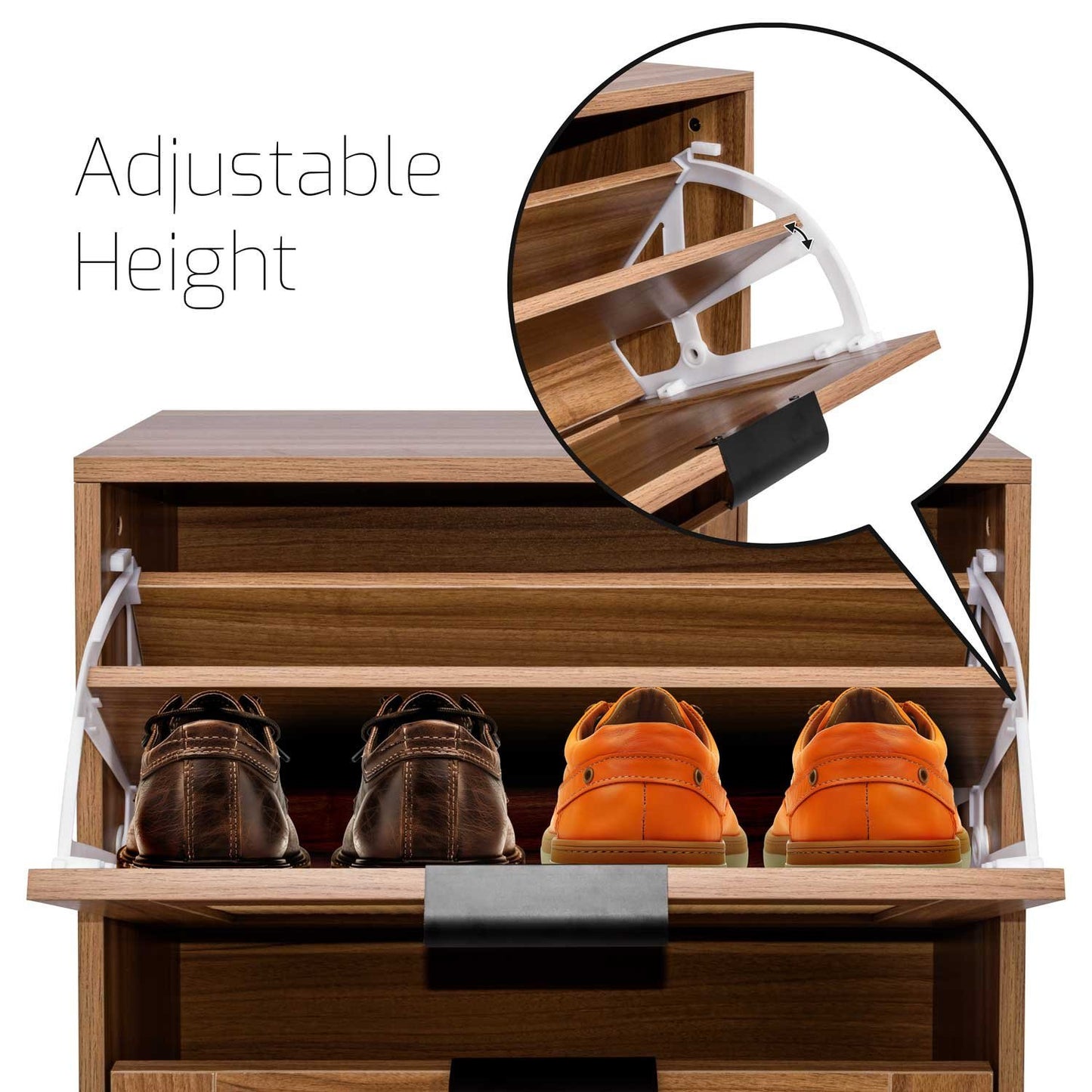 Schoenenkast – Schoenenrek – Schoenopberger – Schoenenmeubel – Schoenenhouder – 3-laags houten kast met rattan – Compact design 55x25x124 cm