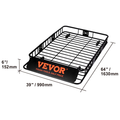 Dakkoffer Opvangmand – Dakmand – Dakdrager Mand – Roof Basket – Rooftop Cargo Carrier – Heavy-Duty Staal – Draagvermogen 90,7 kg – Universele Montage – Zwart – 162,6 x 99,1 x 15,2 cm