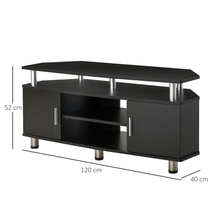TV Meubel – Tv Kast – Tv Dressoir – Entertainmentmeubel – Mediameubel – Zwart Metaal – Opbergruimte Met 2 Deuren En Open Plank – Afmeting 120x40x52 cm