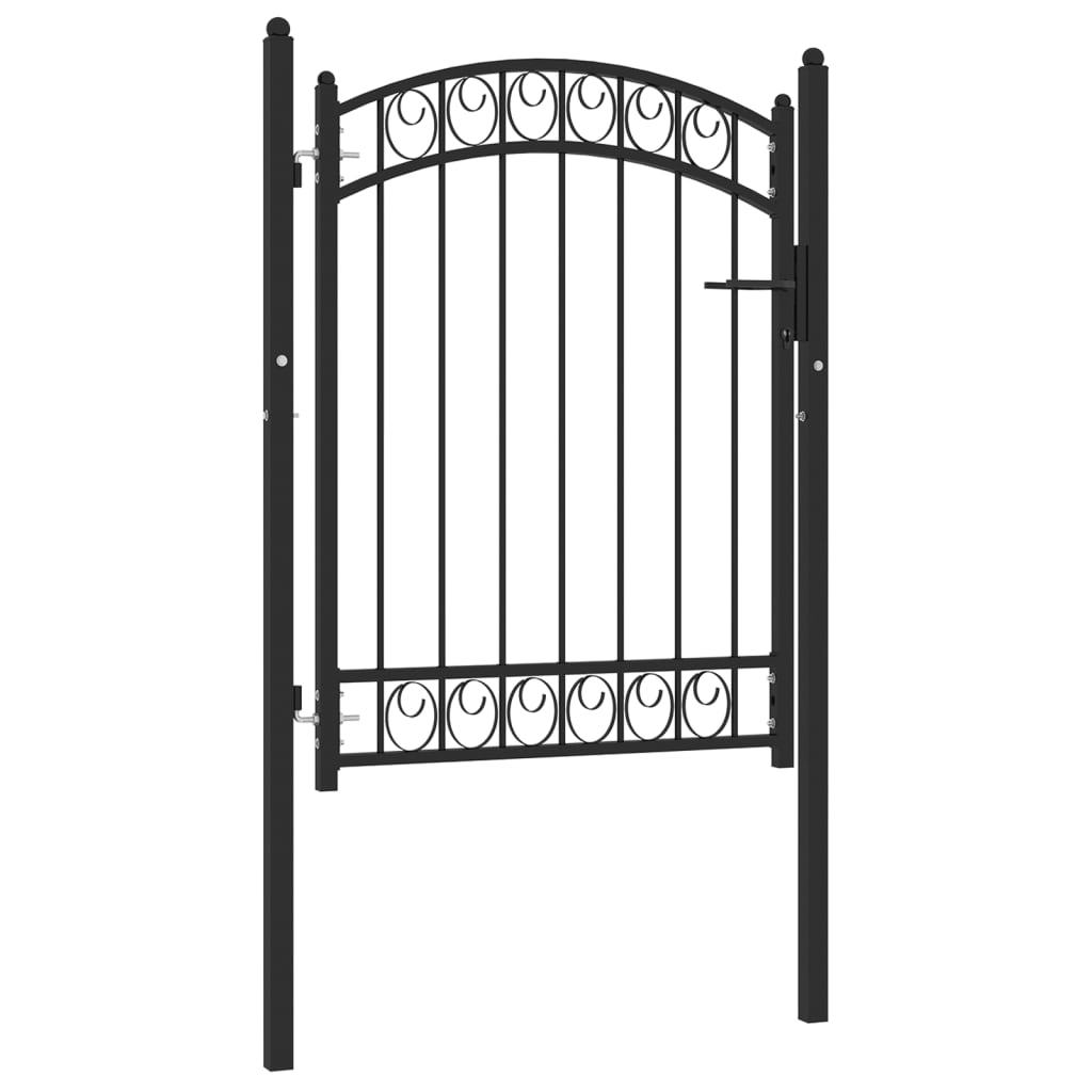 Gate with Curved Top 100X125 Cm Black Steel Suitable for Outdoor Terraces