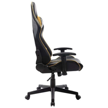 Luxurious Black & Golden Gaming Chair - Ergonomic Faux Leather, Comfortable for Office, E-Sports, Playrooms & Living Spaces gaming pc