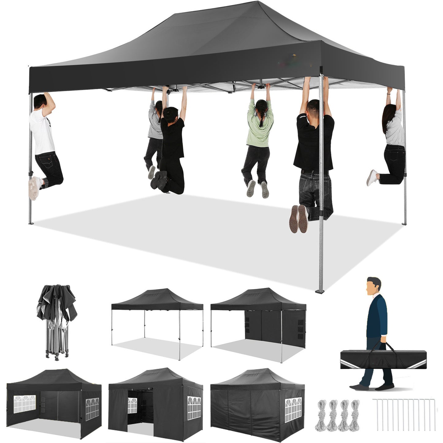 Pop-Up Tent – Zonnezeil – Schaduwdoek – Buitenluifel – Overkapping – Ruime Afmetingen – Stevig Metalen Frame