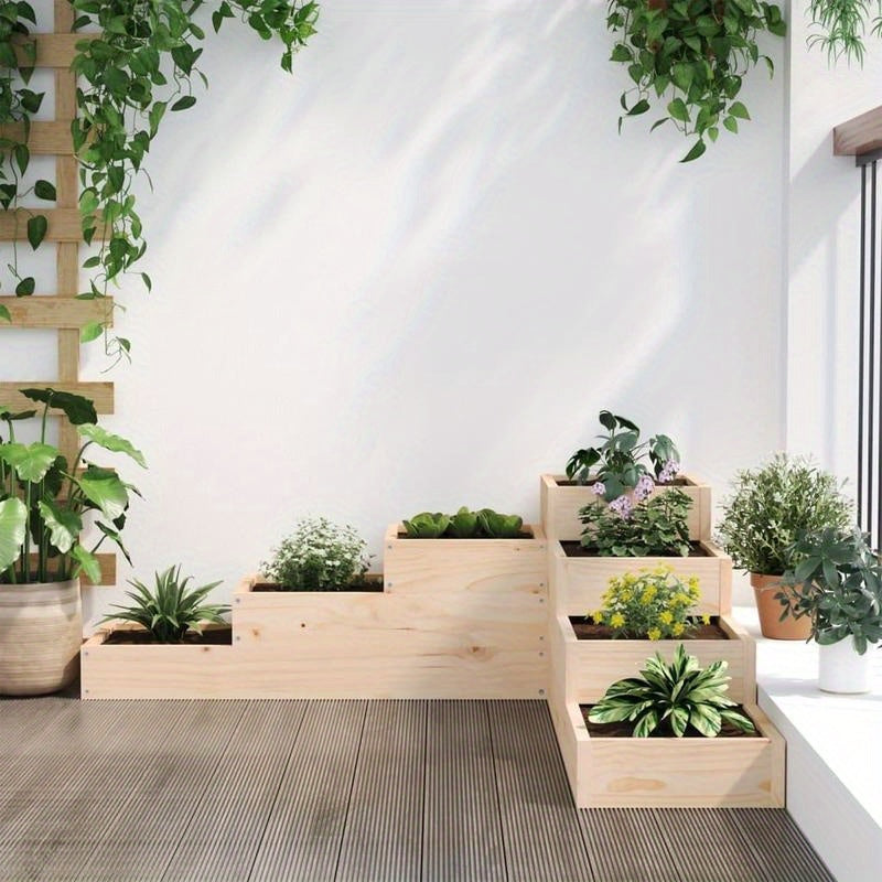 Plantenrek – Plantenladder – Plantenstandaard – Bloemenrek – Plantentrap – Massief Grenenhout – 106x104,5x36 cm – Stevig & Ruimtebesparend