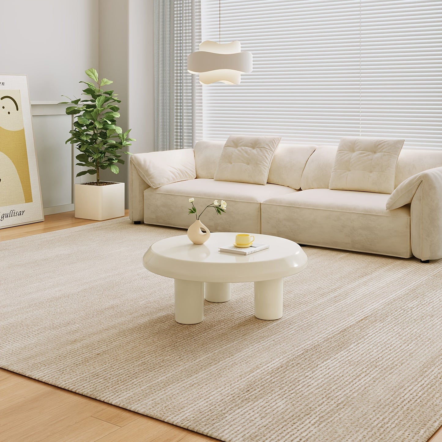 Salontafel – Bijzettafel – Koffietafel – Woonkamertafel – Banktafel – Set Van 2 – Ronde Design – Milky Wit – Compact En Ruimtebesparend – Eenvoudig Te Monteren