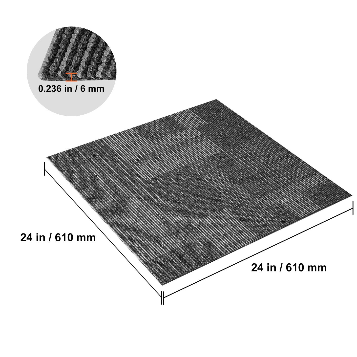 Modulaire Vloertegels – Vloerpanelen – Tapijttegels – PVC Tegels – Bekleed Tegels – Mix Grijs – 24 Tegels 60x60 cm – Zachte Padding & Eenvoudige Installatie