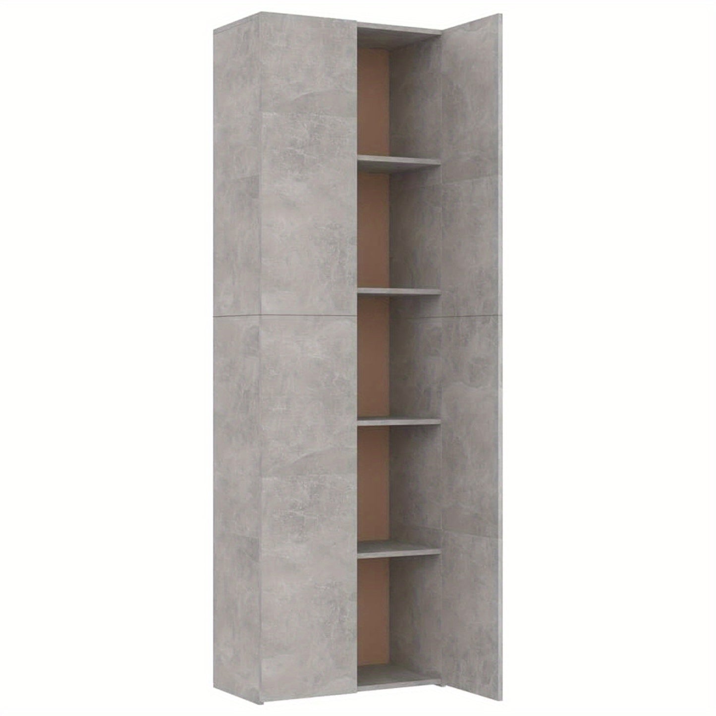 Kantoorkast – Opbergkast – Vitrinekast – Dressoir – Boekenkast – Hoekplanken – Beton Grijs – 60x32x190 cm – Gemaakt van Spaanplaat