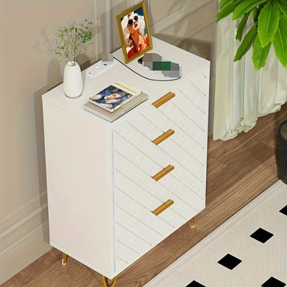 Opbergkast – Kast – Meubel – Ladekast – Opbergrek – Modern Wit Goud – Stevig PU Frame – Ruimtebesparend Design