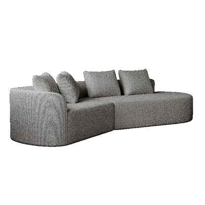 Moderne Loungebank – Sectional Sofa – Hoekbank – Modulair Sofa – Chenille Bank – 4-Zits Oversized – Donkergrijs Zwart – Plush Kussens – Stalen Frame – Geen Montage