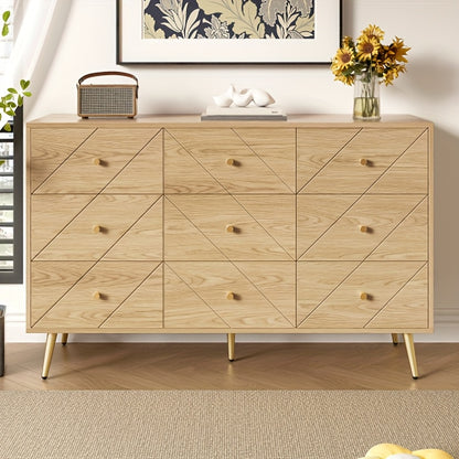 Ladekast – Kast – Dressoir – Opbergmeubel – Kledingkast – Metalen Poten – Bamboe Materiaal – Natuurlijke Beige Kleur – 3,2 Kubieke Voet Opbergruimte – Stevig En Duurzaam