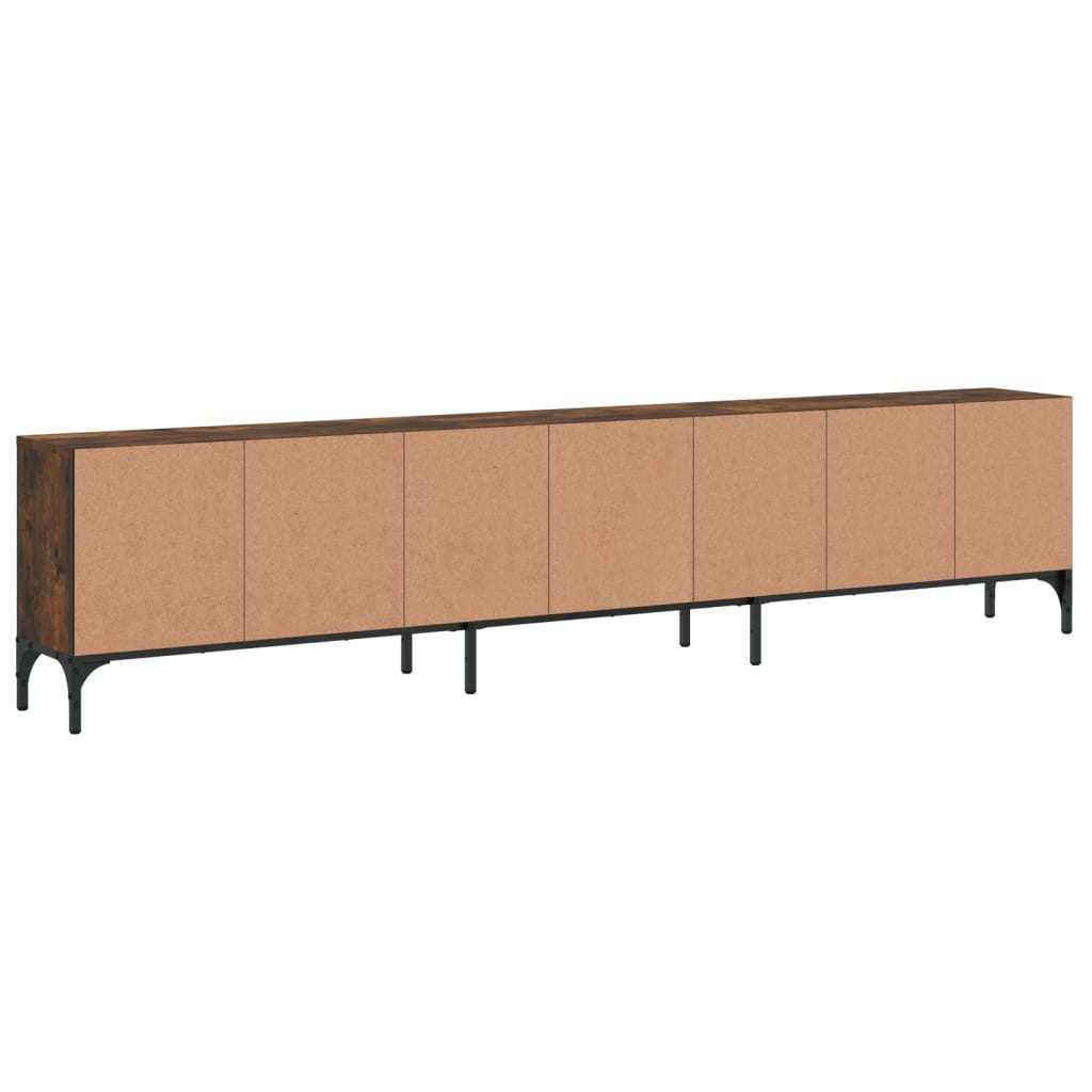 TV Cabinet with Drawer Smoked Oak 200x25x44 cm Engineered Wood TV Stand Entertainment Center with Storage, Media Television Table for Living Room Bedroom