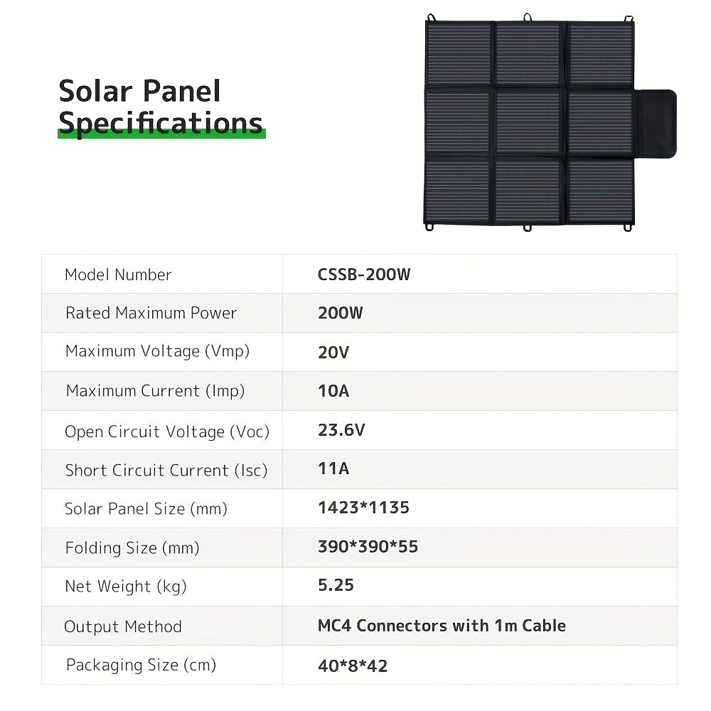 Zonnepaneel – Solar Panel – Opvouwbaar Paneel – Powerbank Oplader – Draagbaar Zonnepaneel – 200W Vermogen – 22,5% Hoog Rendement – Lichtgewicht met XT60 en DC Aansluitingen