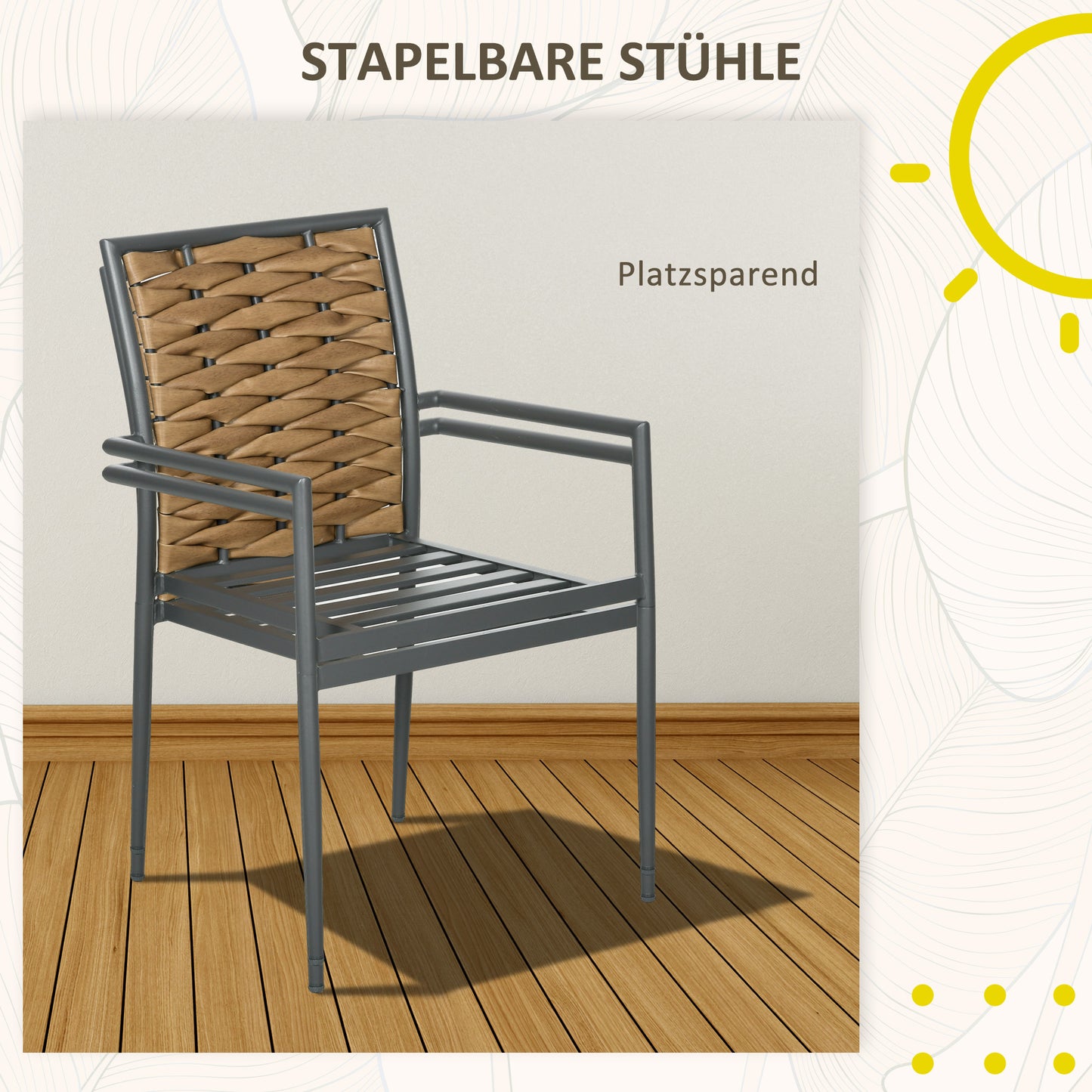 Tuinstoelen – Buitensstoelen – Balkonstoelen – Terrasstoelen – Loungestoelen – Weerbestendig PE-rattan – Staalframe 57x58x87 cm – Zwart