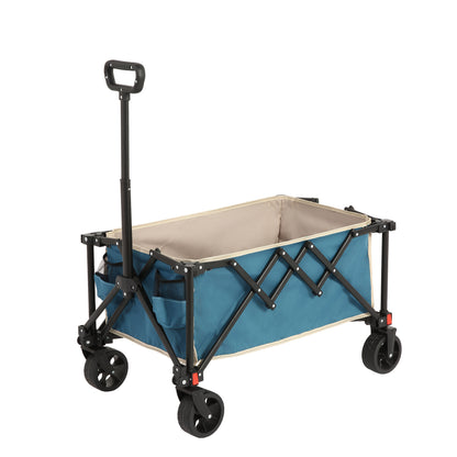 Folding Trolley, Folding Travel Trolley with Omni-Directional Wheels, Heavy Duty Garden Trolley, Gardening Trolley with Adjustable Handle, Practical Outdoor Travel Trolley for Camping Shopping Sports Fishing