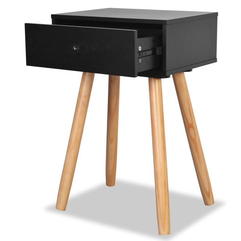 Bedside tables 2 st 40x30x61cm Solid grenenwood black Removable, suitable for indoor use and suitable for all seasons