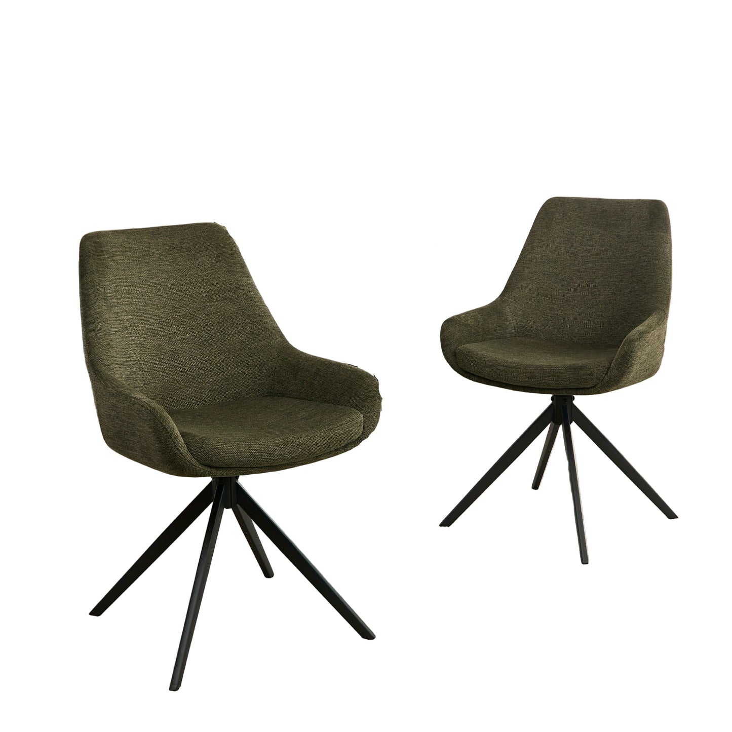 Eetkamerstoel – Kuipstoel – Draaistoel – Keukenstoel – Stoel – 360 Graden Draaibaar – Metalen Frame – Gestoffeerd Comfort – Set Van 2 – Groen