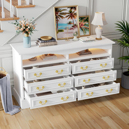 Opbergkast – Ladenkast – Sideboard – Dressoir – Kast Wit – Modern Design – 6 Laden – 120 cm Breedte