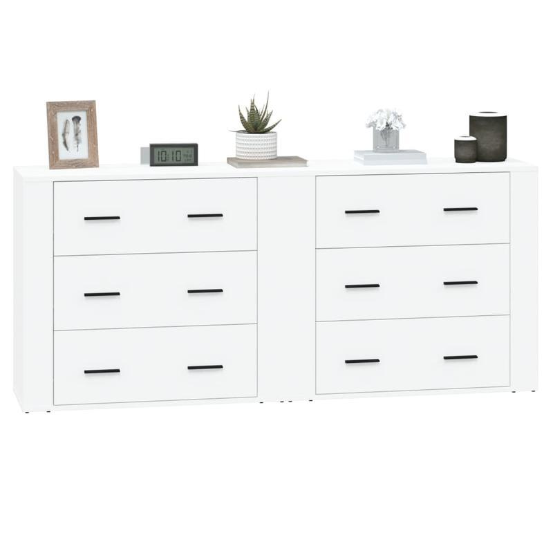 Dressoir – Kast – Opbergkast – Ladekast – Commode – Set Van 2 – Wit Bewerkt Hout – Stijlvol En Praktisch