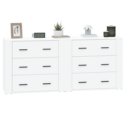 Dressoir – Kast – Opbergkast – Ladekast – Commode – Set Van 2 – Wit Bewerkt Hout – Stijlvol En Praktisch