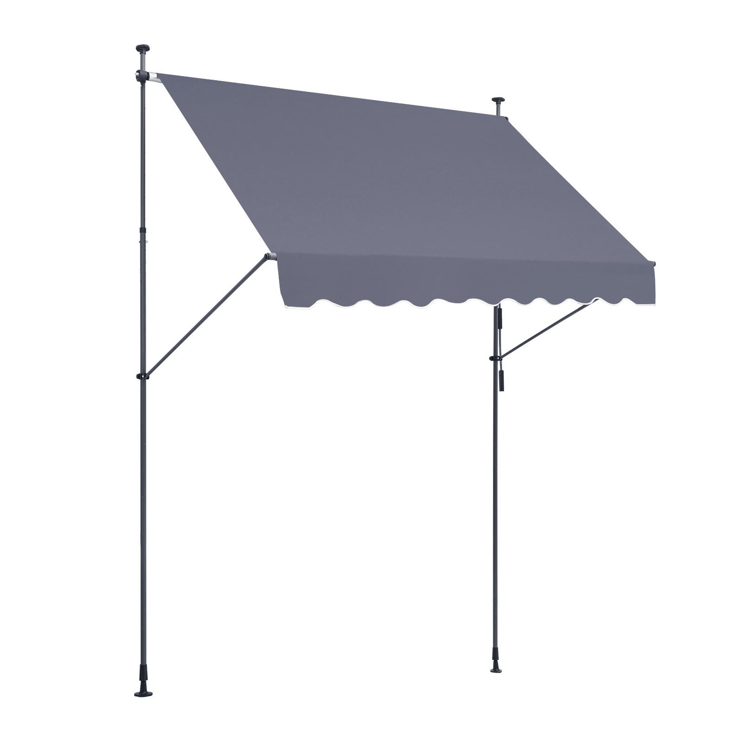 Zonnescherm – Balkonluifel – Terrasdoek – Zonwering – Schaduwdoek – Verstelbaar Hoogte 218-309 cm – UV-bestendig Grijs 250x120 cm